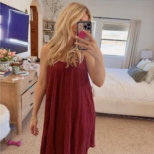 Anthropologie Deep Red Sleeveless beach coverup